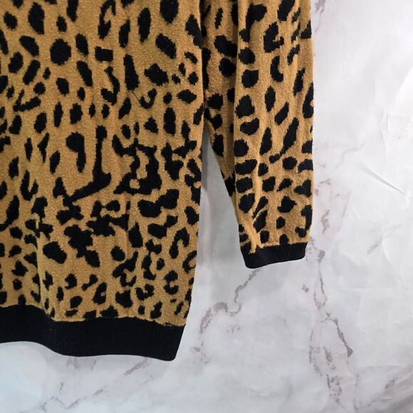 Talbots Sweater Womens Small P Brown Leopard Cheetah Animal Petite - Picture 4 of 10